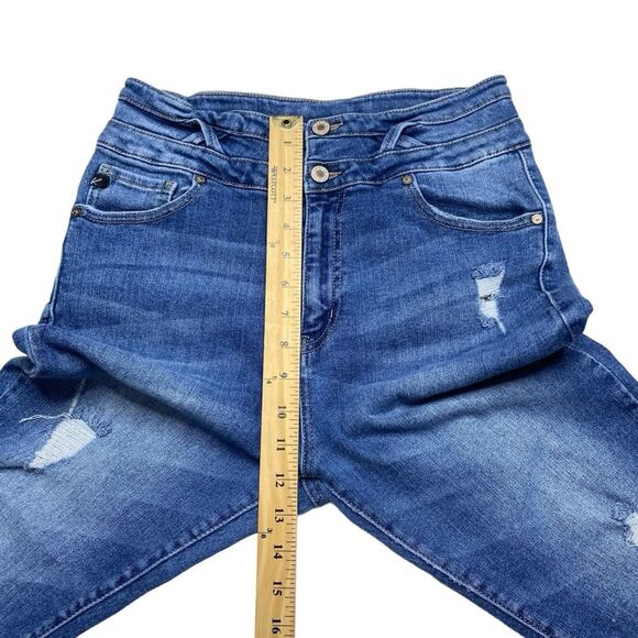 KanCan High Rise Double Button Super Skinny Distressed Denim Blue Jeans Sz 11/29 - Picture 11 of 15